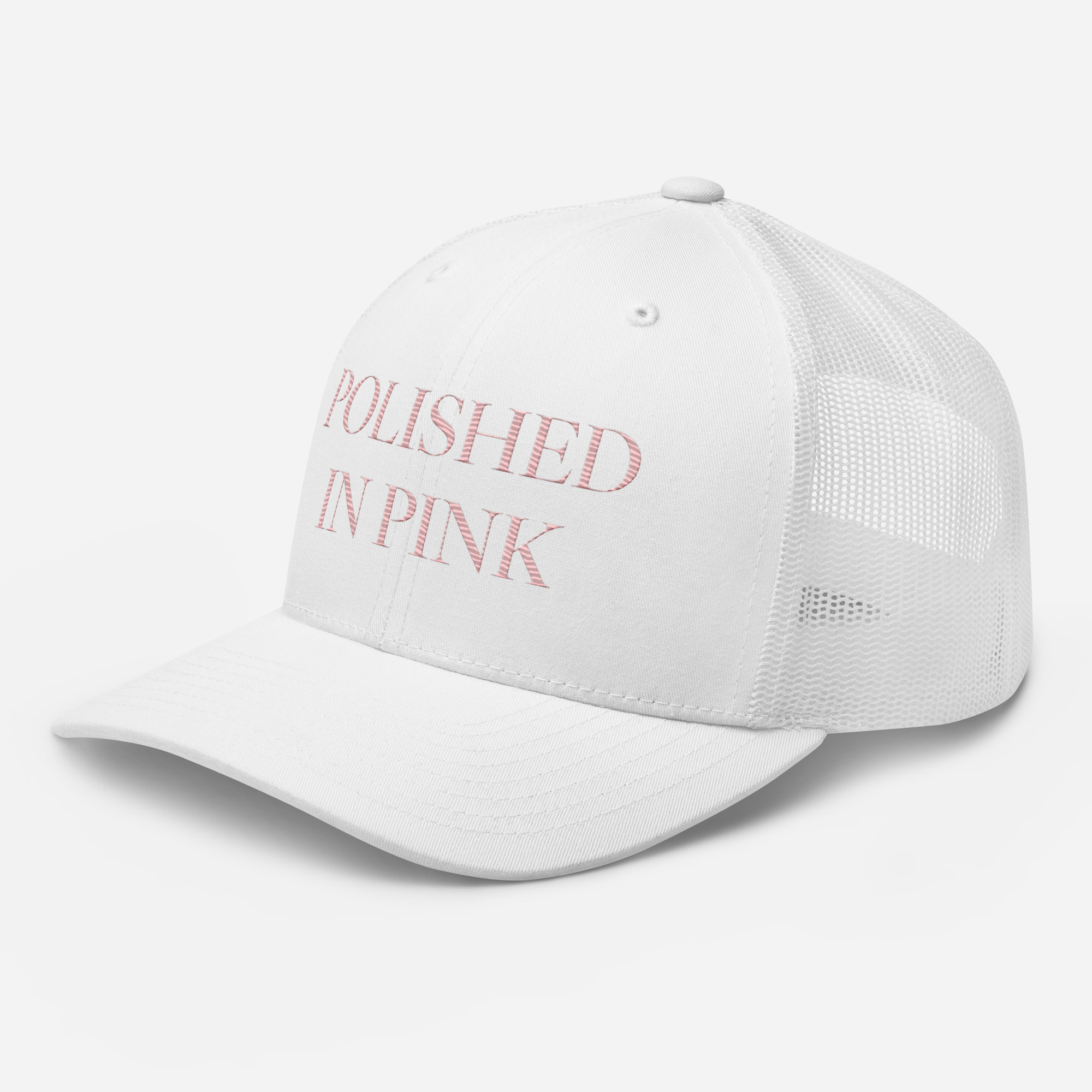 White Polished In Pink Trucker Cap - Image 4
